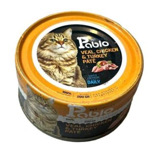 کنسرو ۲۰۰ گرمی گربه پاپلو با طعم مرغ و بوقلمون